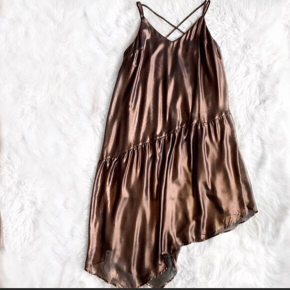 Xhilaration Women's Plus Size Metallic Lined Asymmetrical Spaghetti Strap Dress - Picture 6 of 7